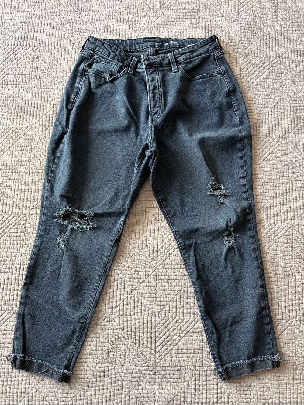 Old Navy Black Distressed Boyfriend Jeans